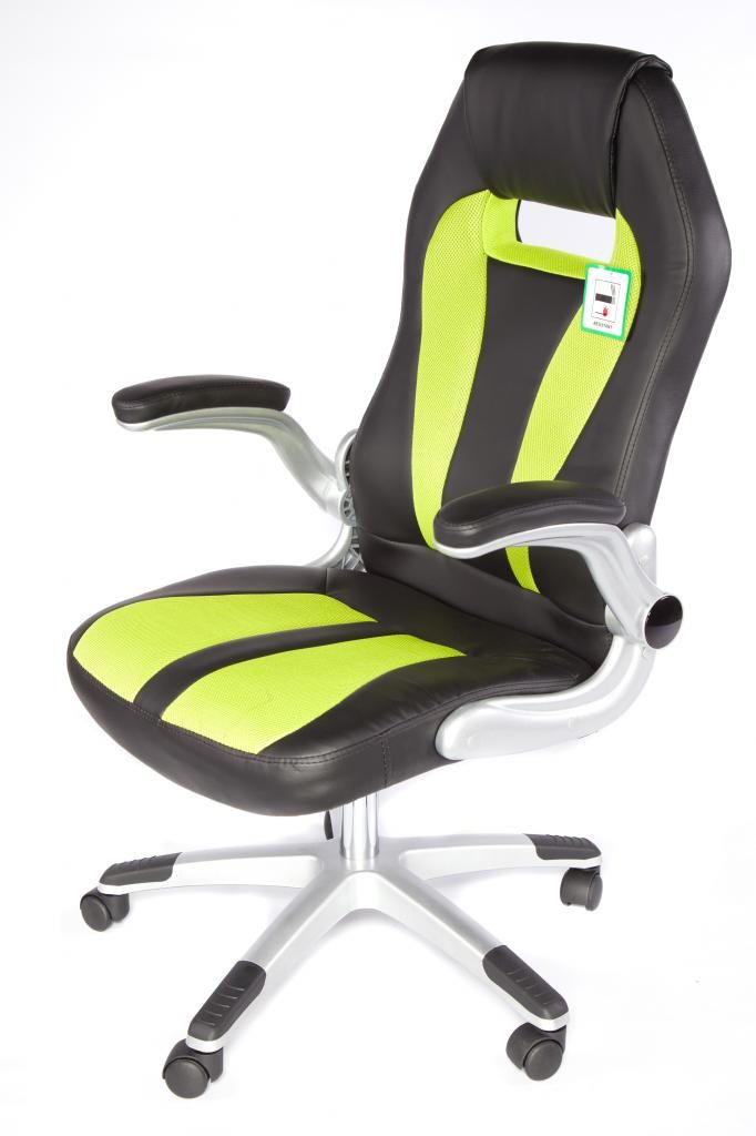 Brand new black PU leather and green mesh computer/game chair eBay