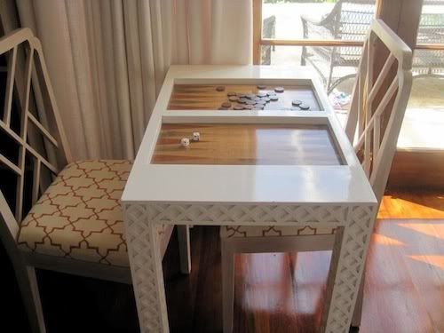 Chic backgammon table at Round Hill Jamaica Resort