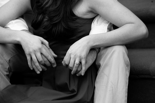 Kristina + Alexander Real NYC Engagement black and white portrait