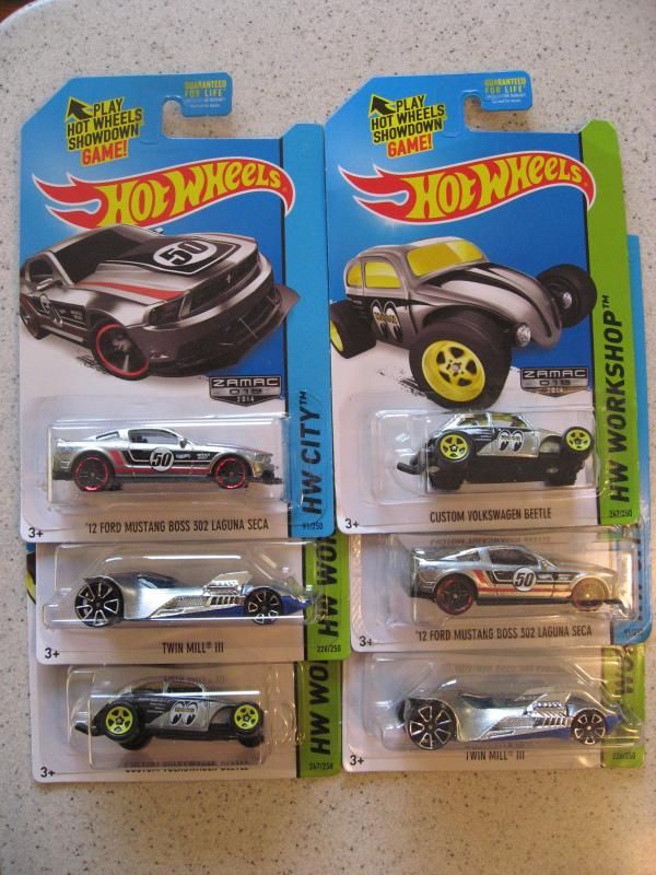 hot wheels 2014 zamac volkswagen beetle, twin mill, mustang