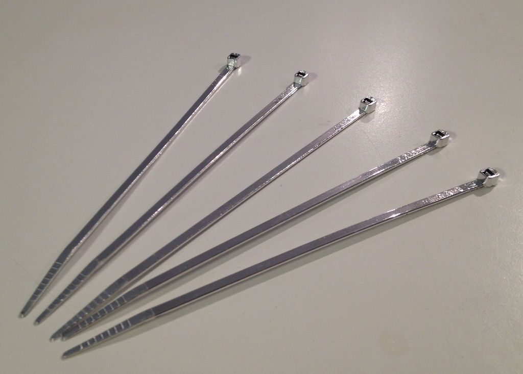 5 Pack Chrome 8" Cable Zip Ties for Custom Harley Davidson Motorcycles Bike