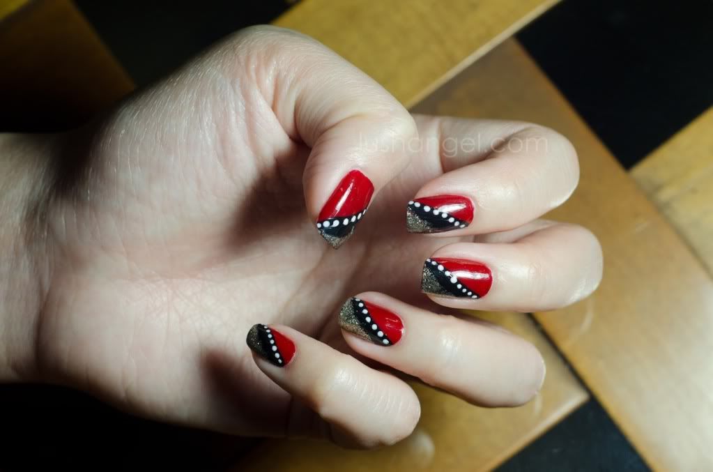 Red White and Black Nail Art Design