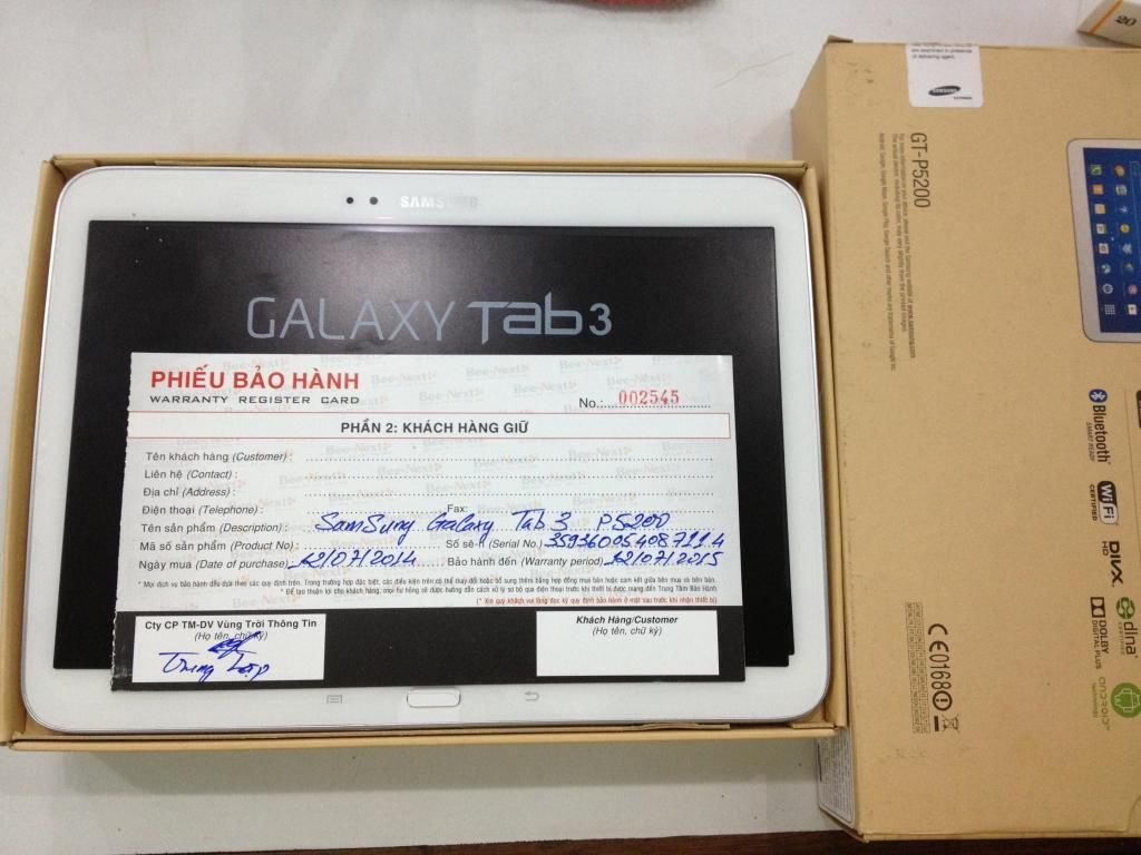 Galaxy Tab 3 10.1 p5200 fullbox chính hãng chưa kích hoạt BH 12 tháng FPT...giá sốc!! - 1
