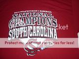 USC Gamecocks National Champions 2010 Baseball Shirt Large South 