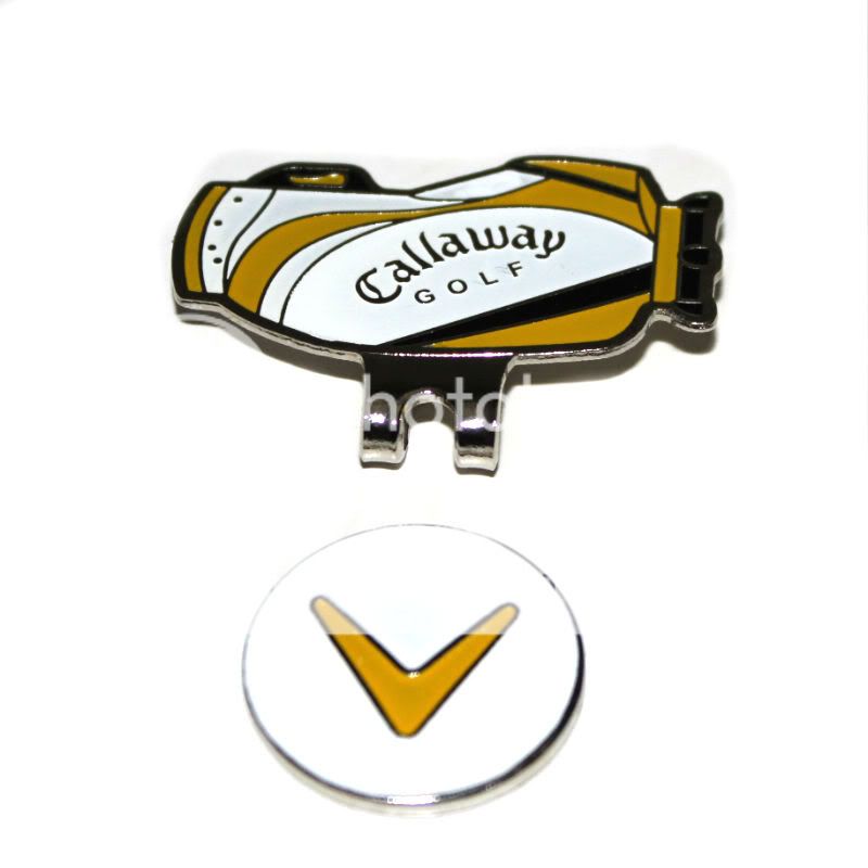 NEW YELLOW CALLAWAY MAGNETIC BALL MARKER HAT CLIP BAG DRIVER  