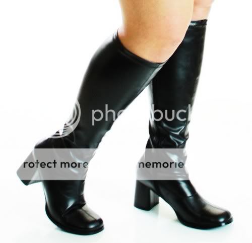 Extra Wide Calf Stretch Knee Fetish Boots PVC GoGo Goth